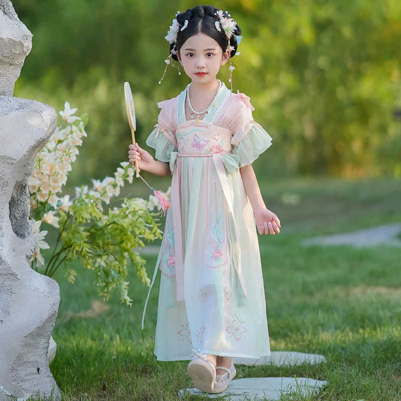 汉服女童夏季连衣裙儿童汉服古风公主裙2024新款中国风超仙襦裙