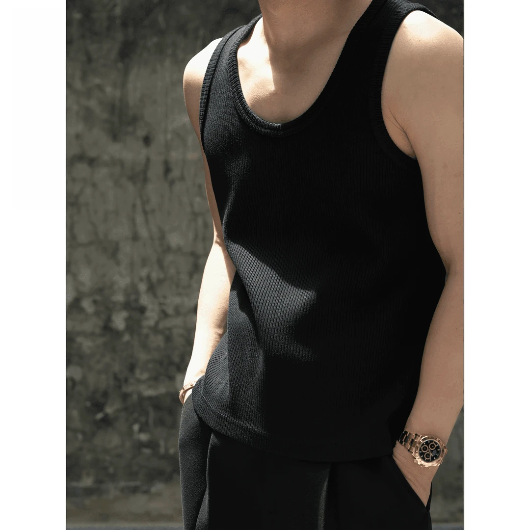 【OXOZ】450g重磅高质定织纱线罗纹素材U领修身打底背心