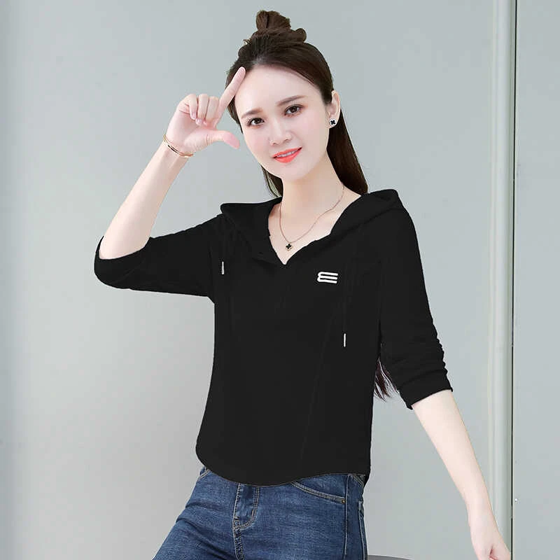 连帽卫衣女2024年新款春秋薄款宽松韩版百搭长袖上衣服短款外套潮