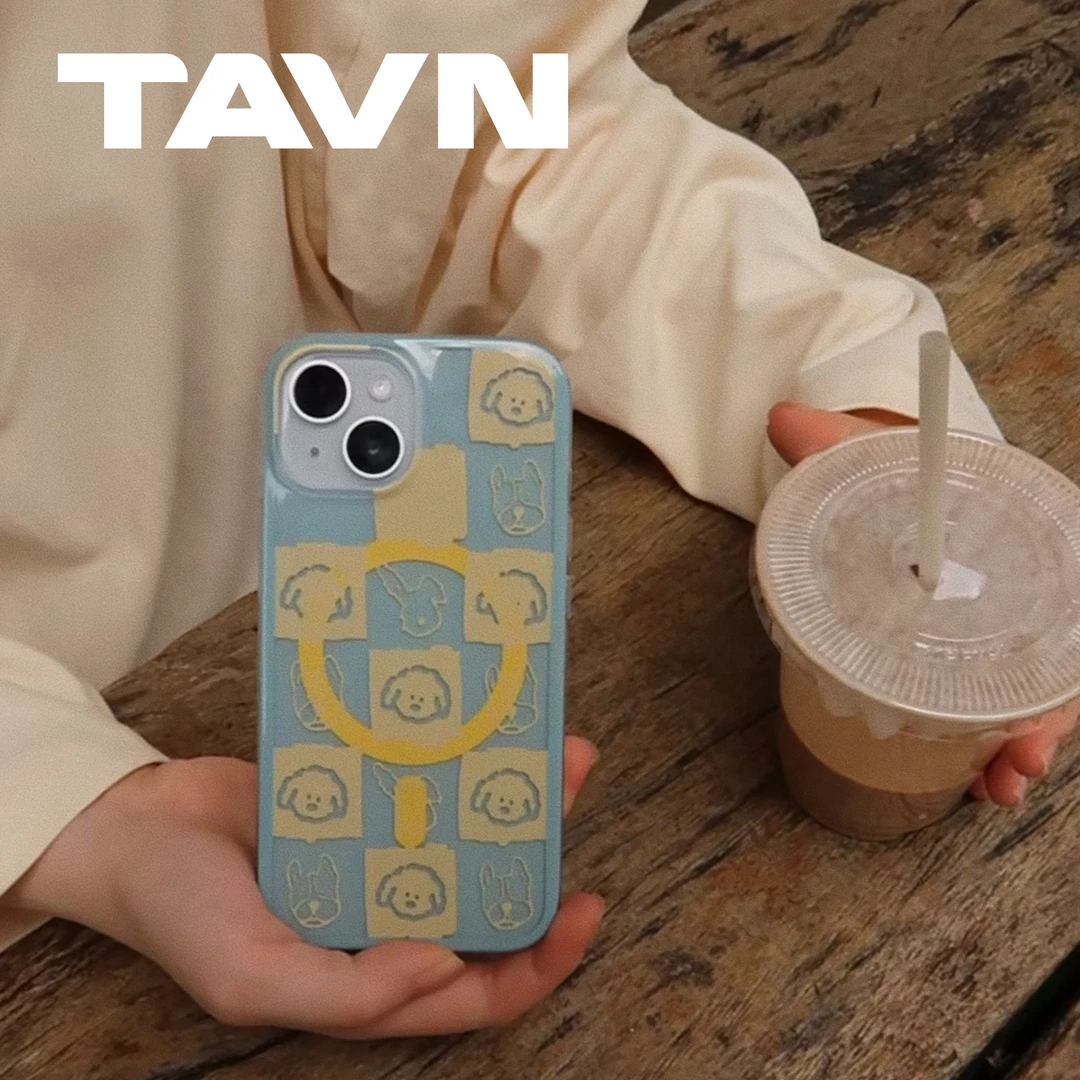 TAVN gula【天空蓝/泡泡糖粉】法斗撞色格子磁吸手机壳