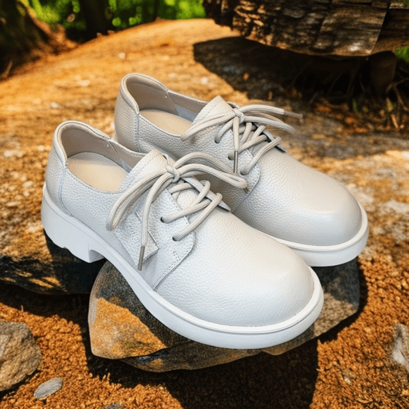 头层牛皮单鞋女2024新款春秋软底百搭小皮鞋休闲系带女士妈妈鞋