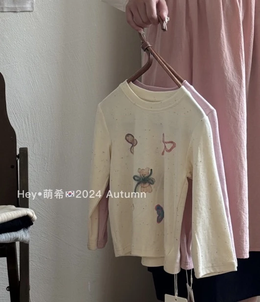 萌希 2024女童秋款可爱米色卡通打底衫319