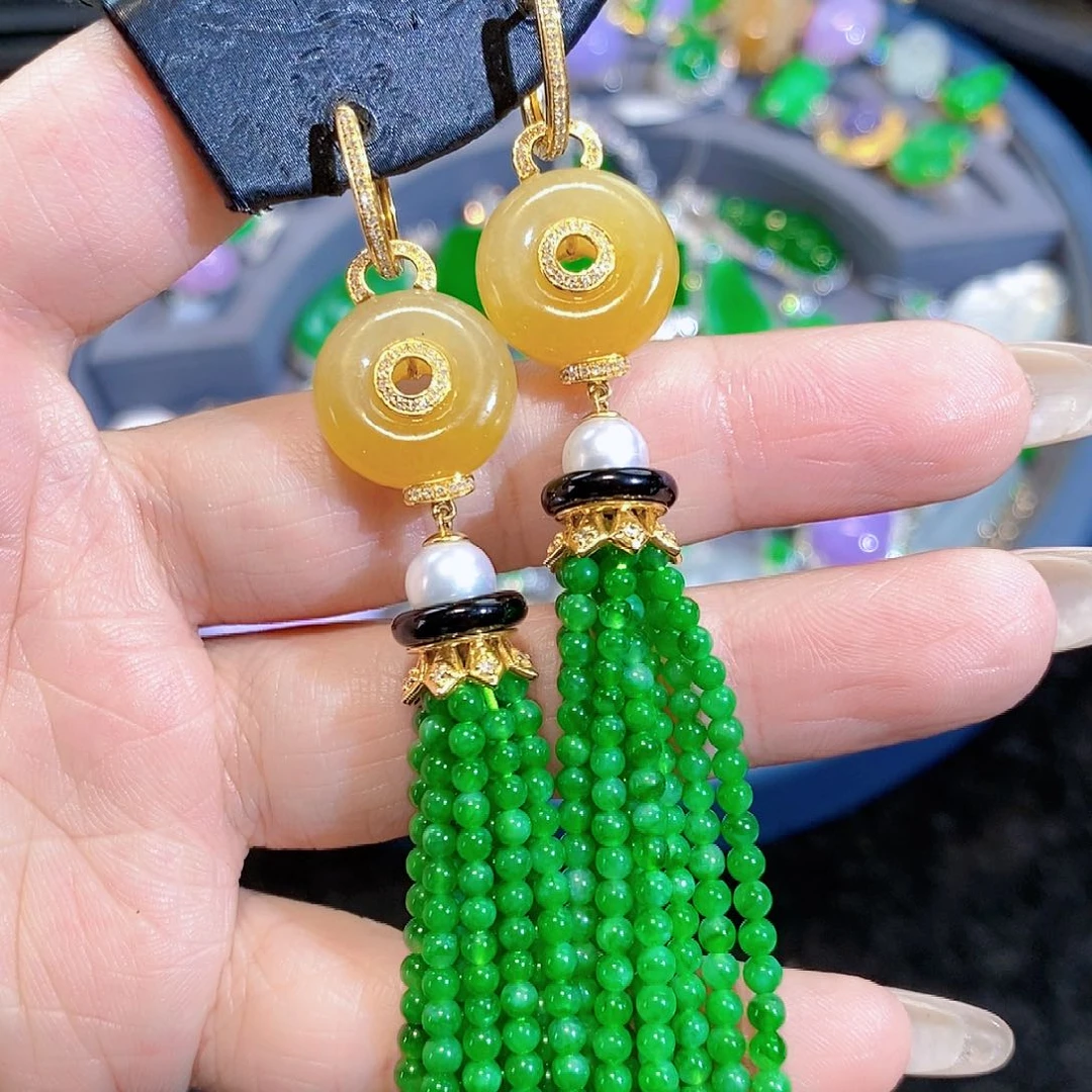 翡翠耳饰18K金镶嵌签收后24小时鉴赏期