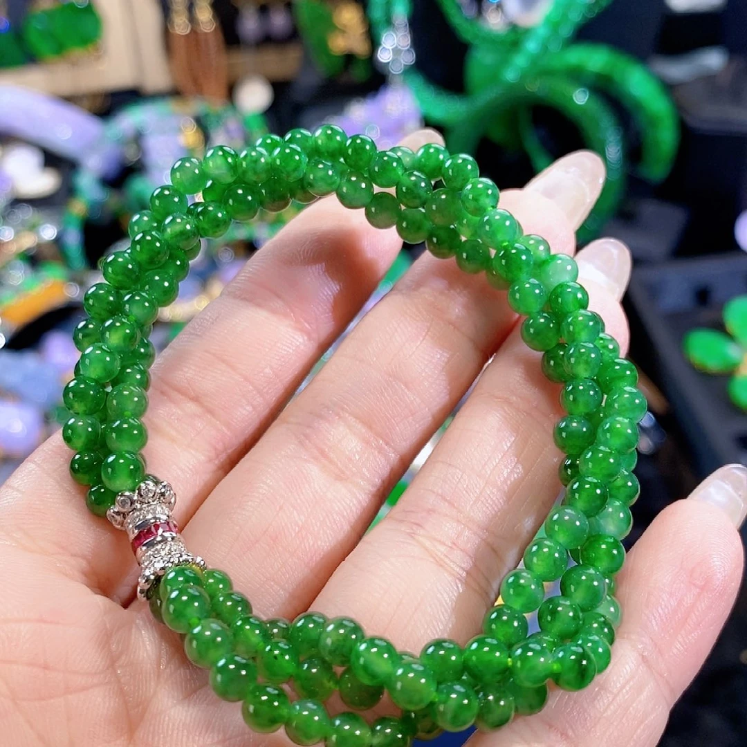 翡翠手链18K金镶嵌签收后24小时鉴赏期