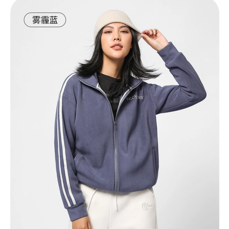 2024秋冬季男女同款厚款外套夹克百搭刺绣纯色宽松立领上衣户外