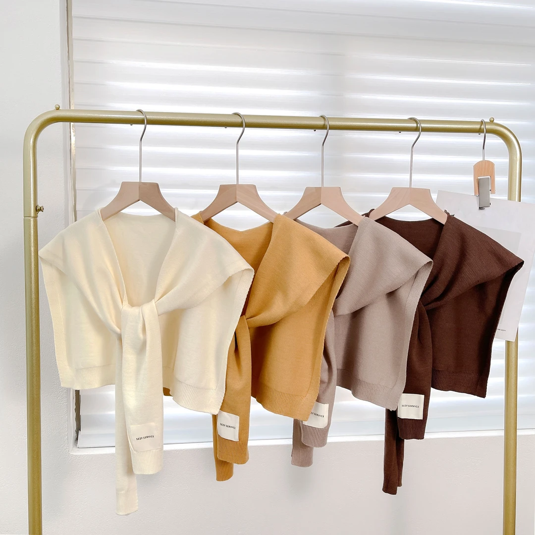 春秋韩版针织毛线百搭外搭女时尚洋气纯色气质披肩护颈围脖围巾