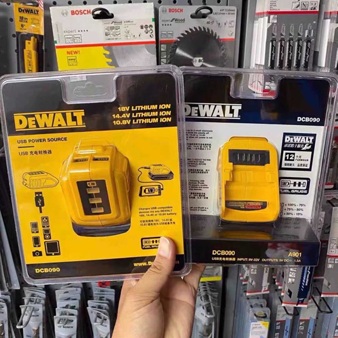 DEWALT/得伟电池转换头充电宝USB适配器12V 18V锂电池转DCB090-A9