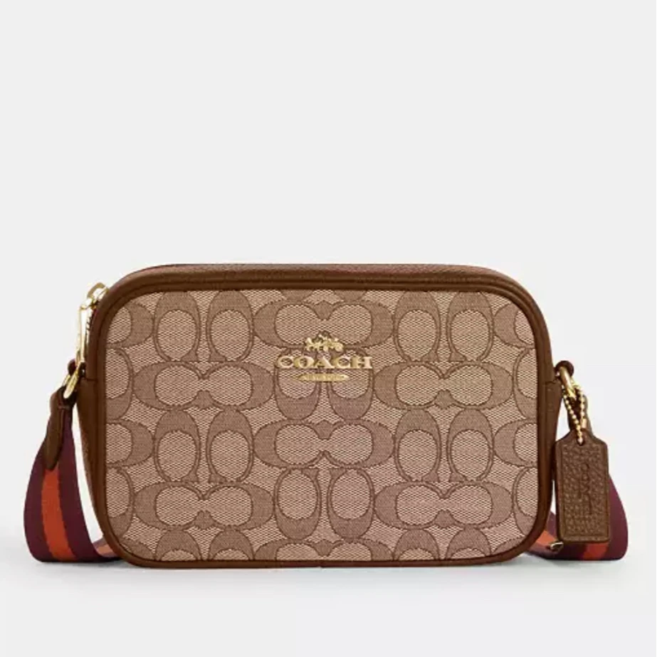 COACH 蔻驰经典标志织物拼皮Jamie迷你相机包宽肩带CO927