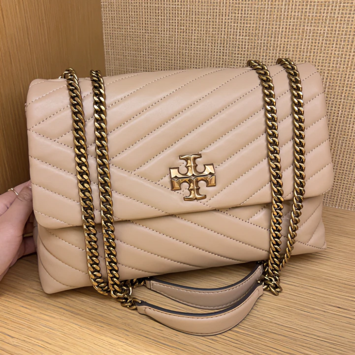 Tory Burch汤丽柏琦Kira Chevron单肩斜挎包90446沙色 孤品不售后