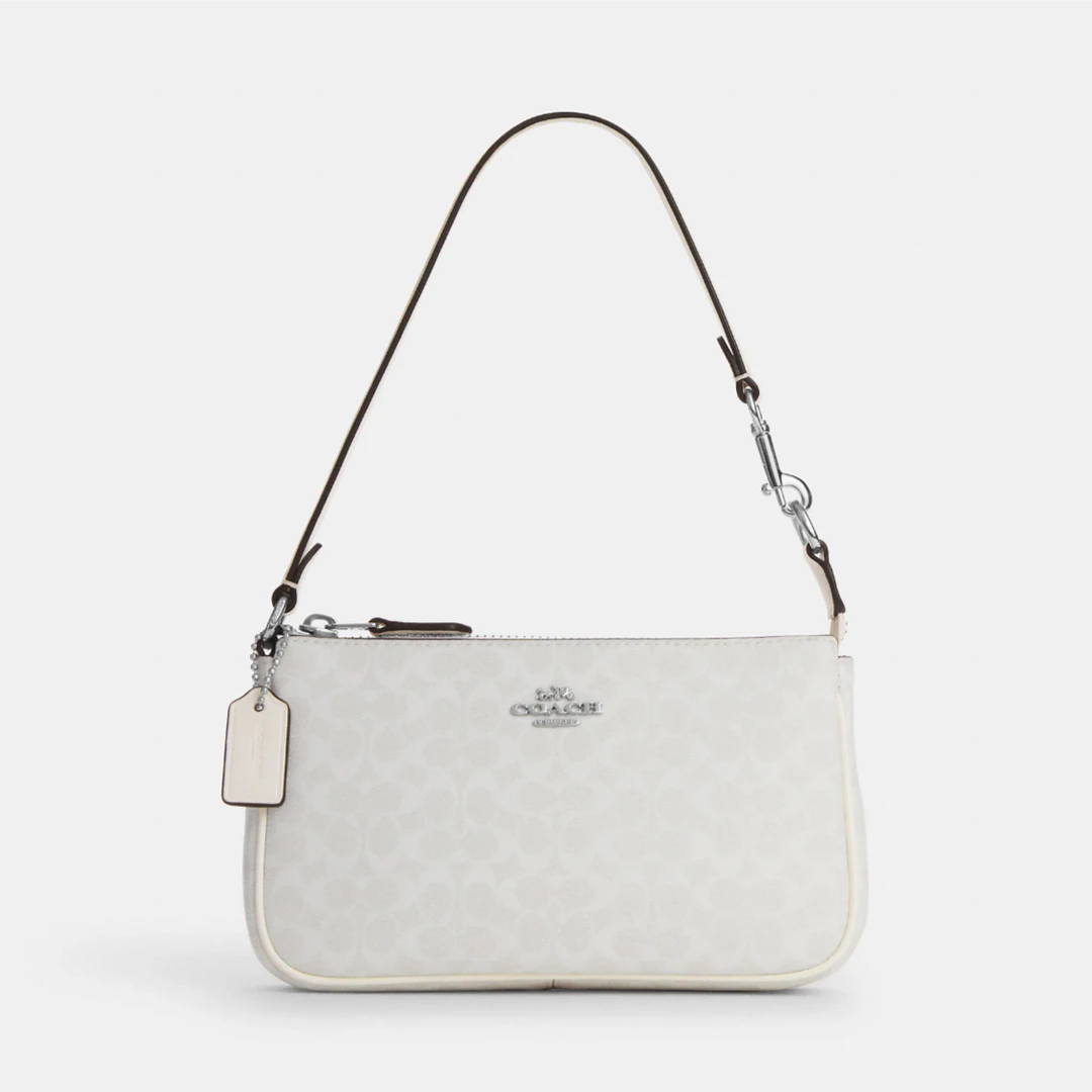 COACH/蔻驰拼色经典标志NOLITA 19号手拿包麻将包CE698 冰川白