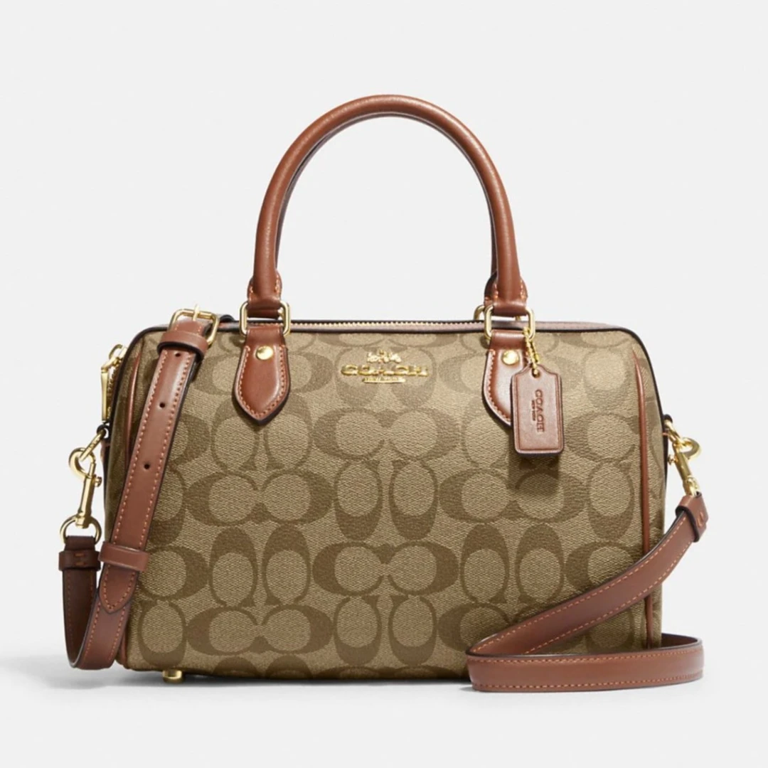 COACH/蔻驰经典标志焦糖拼色Rowan波士顿斜挎包CH280