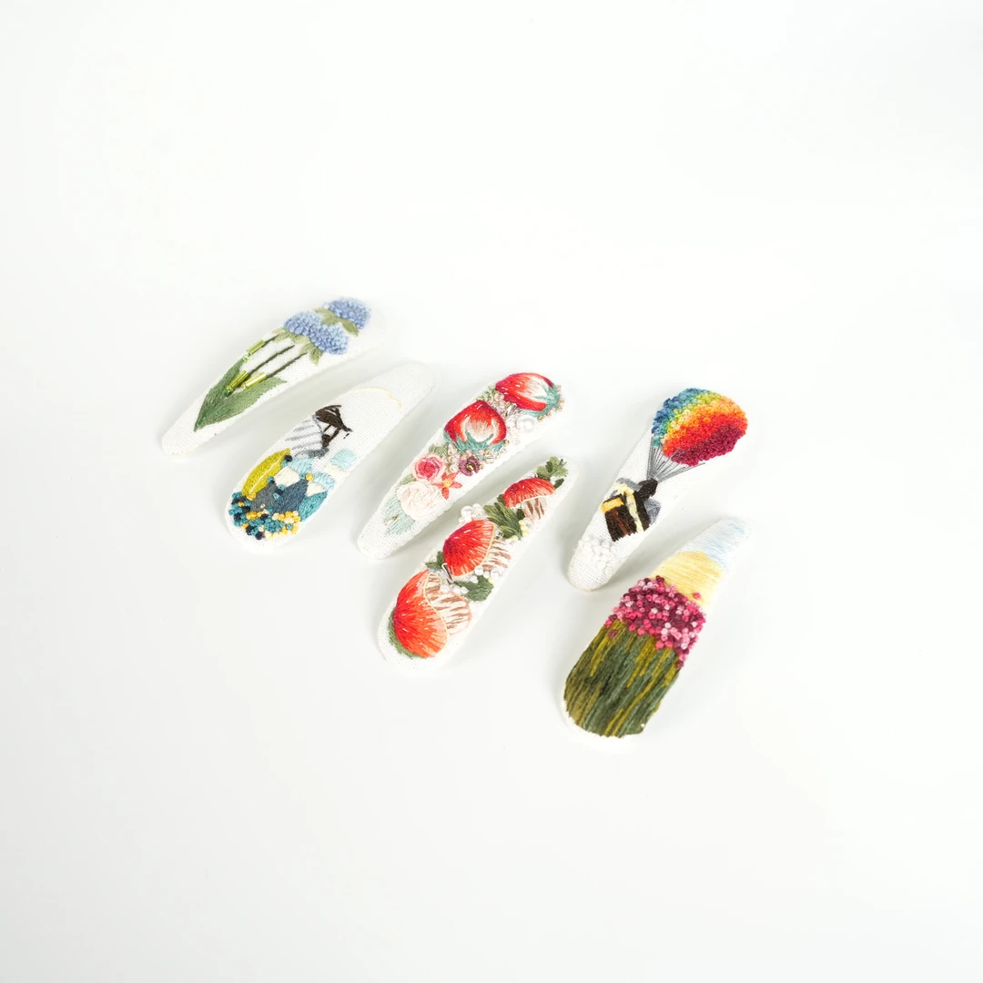 匠人乔配饰【刺绣发卡】手工椭圆BB夹布艺可爱清新碎发刘海头饰