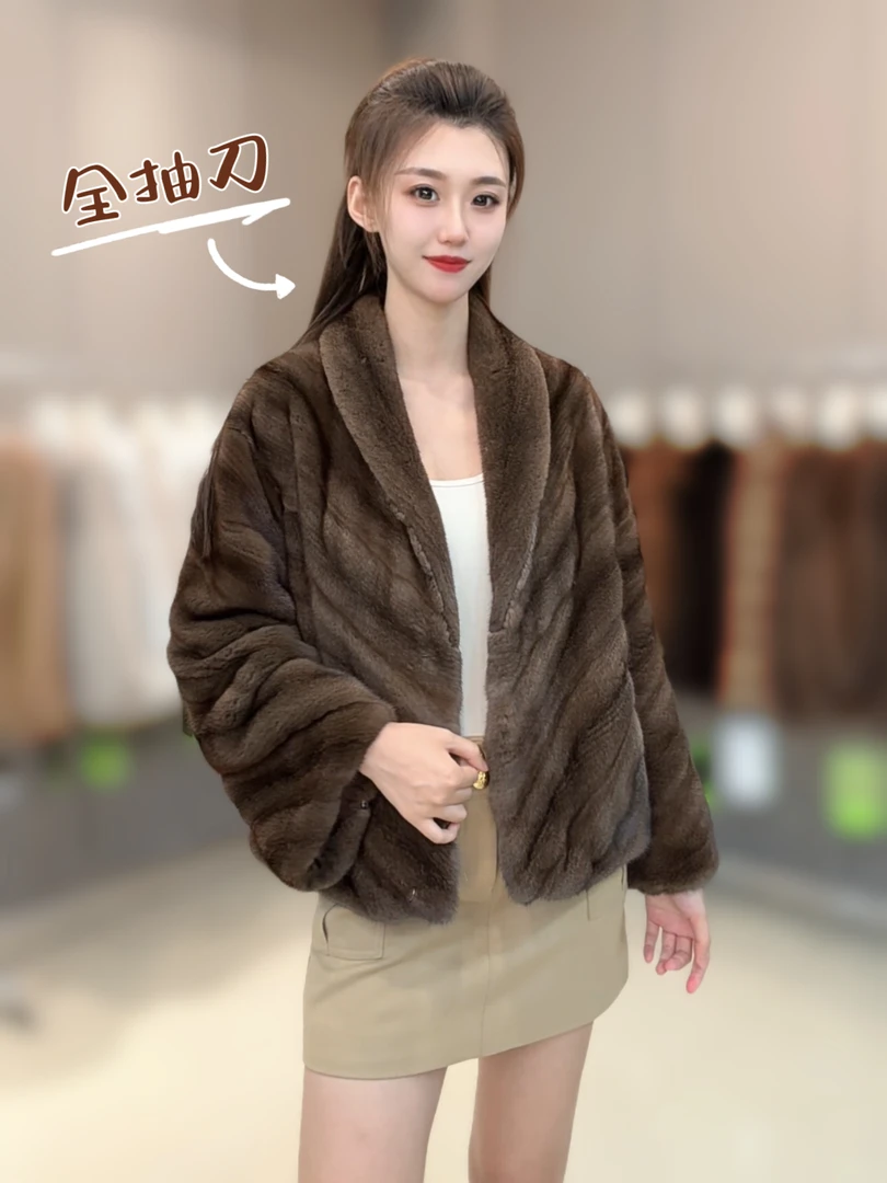 咖啡色 全抽刀 青果领 气质 衣长60