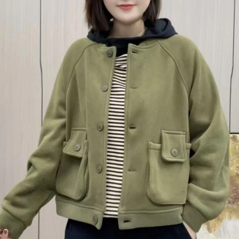 时尚休闲棒球领百搭加绒外套