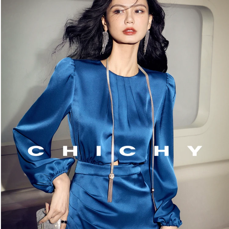 【彭彭echo专属】CHICHY大小姐复古港风长袖连衣裙CC8F012241