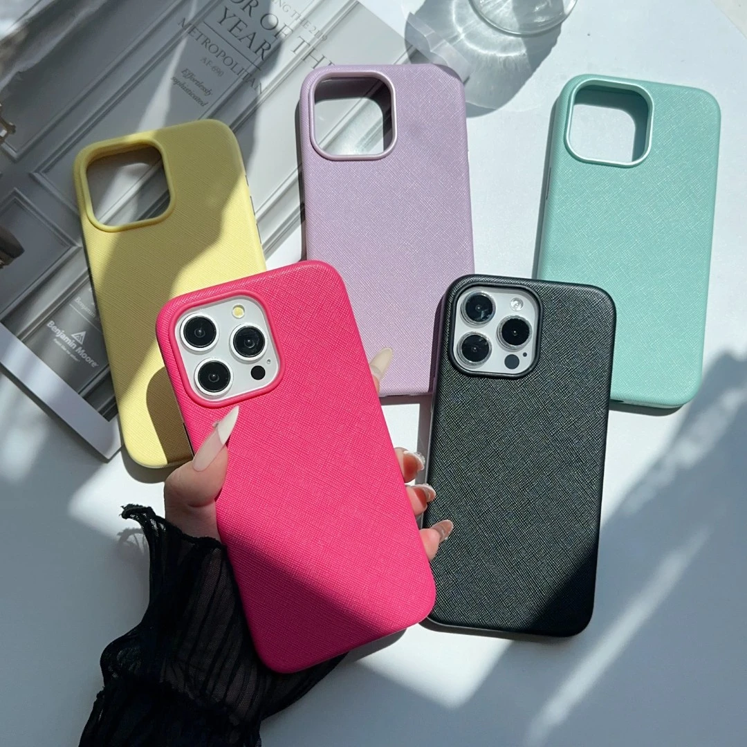 【SURPAZI十字纹皮革磁吸】适用于苹果16Promax手机壳15Promax纯色