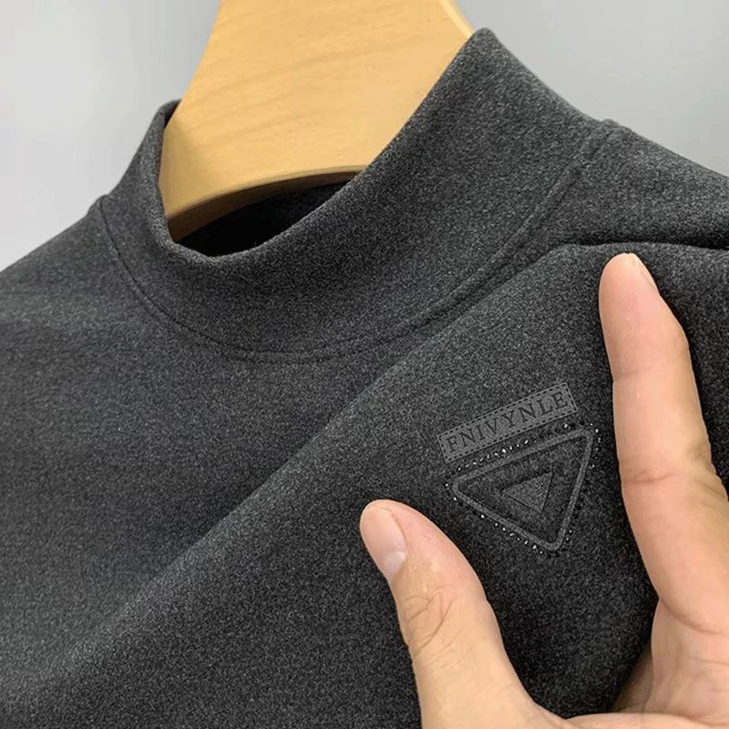 秋冬双面德绒长袖T恤半高领男士打底衫加厚保暖休闲修身内搭上衣