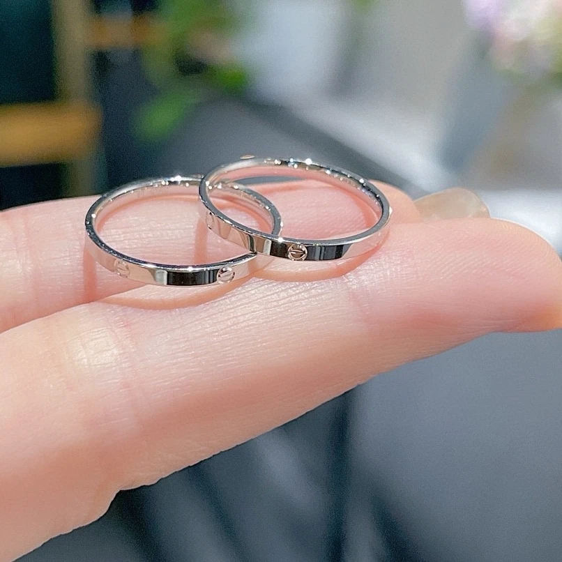 925银戒指 卡家纯银S925极简精致百搭刻字韩版小众设计情侣款银戒