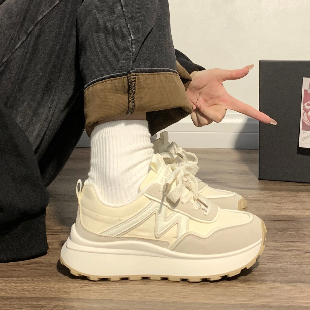 人本超火小白鞋厚底老爹鞋女夏季新款爆款跑步百搭休闲运动鞋鞋子