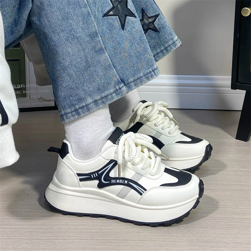 人本超轻运动鞋女款2025春季新款厚底百搭老爹鞋超火学生休闲鞋女