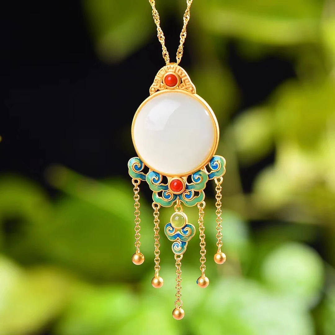 古典国潮祥云和田玉吊坠复古宫廷风节日礼物旗袍马面裙汉服配饰