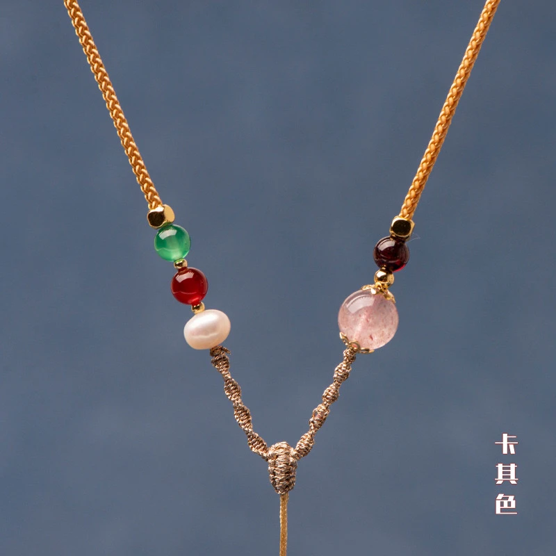 珍珠玛瑙编绳吊坠和田玉配饰绑绳高货绳手工编绳