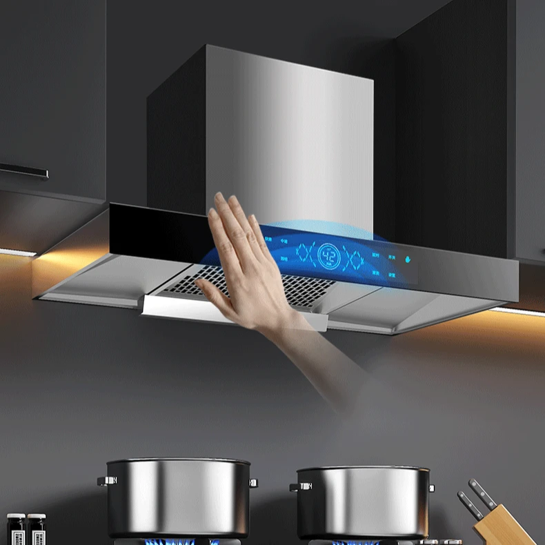 荣事达大吸力抽油烟机家用厨房T型欧式顶吸烟机自动清洗脱排烟机