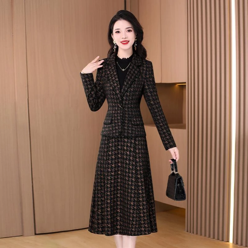 【可蓓儿】格纹小香风轻奢小众高级轻奢连衣裙2025秋冬贵夫人妈妈装