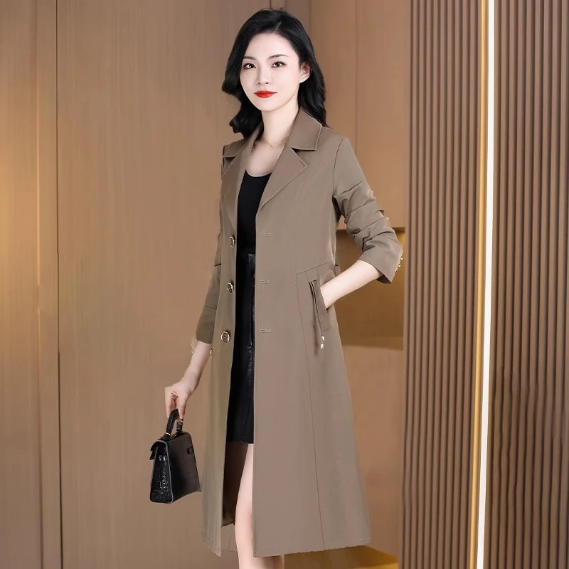 【可蓓儿】女款气质服装杭州意法风衣外套春秋2025新款中长款妈妈装