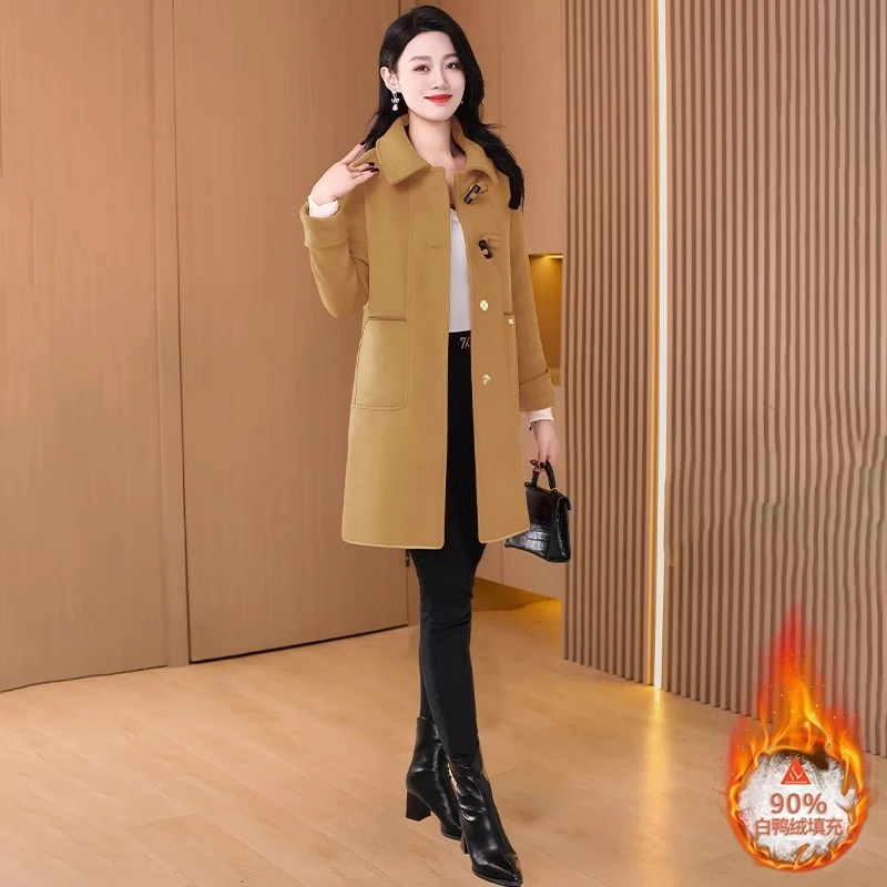 嘉兴小香风毛呢外套女2025新款秋冬加厚中长款可拆卸双面呢子大衣