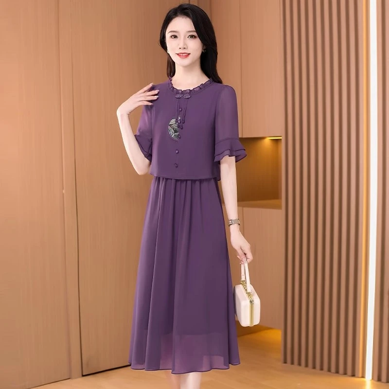 【可蓓儿】【夏季清仓】品牌轻奢高端女装连衣裙2025新款夏新中妈妈装
