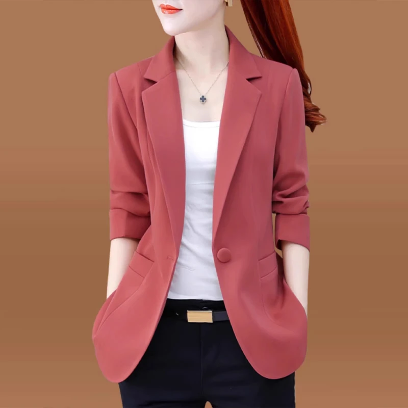 【可蓓儿】红色韩版小西装秋季女外套2025新款时尚洋气薄贵夫妈妈装