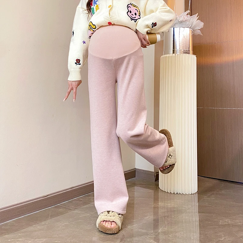 【慵懒时刻】孕妈秋冬时尚外穿舒适慵懒宽松托腹加绒阔腿长裤7850