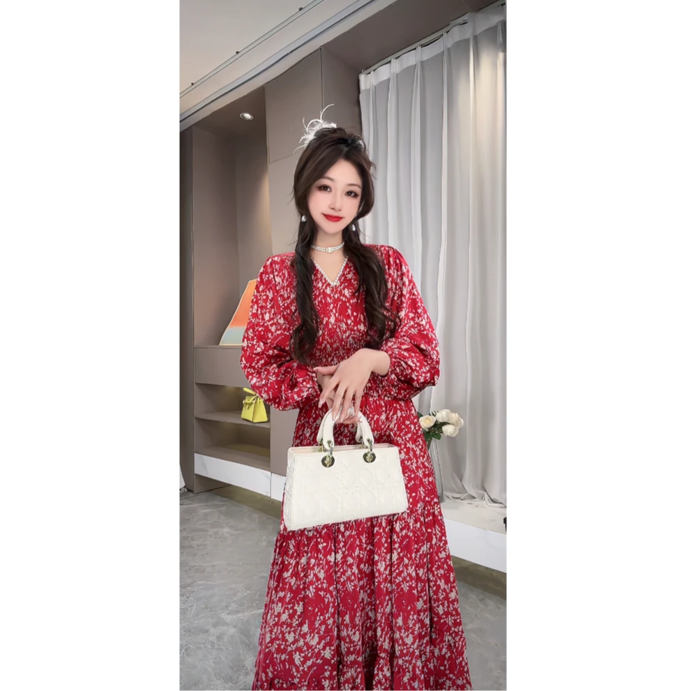 【红韵流光】高级感气质收腰显瘦仙女温柔风连衣裙
