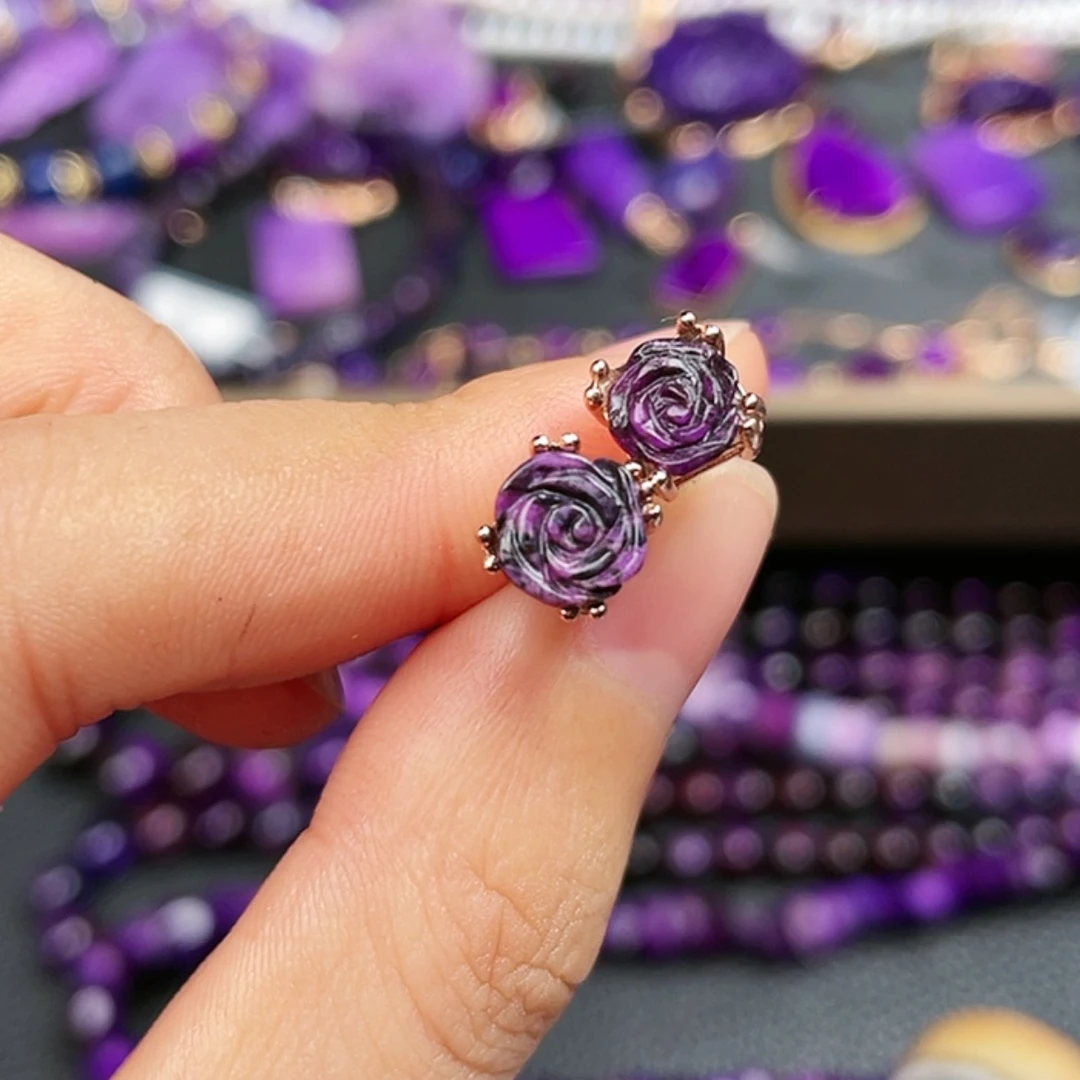 【闪购商品】苏纪石（舒俱来）耳钉银S925镶嵌