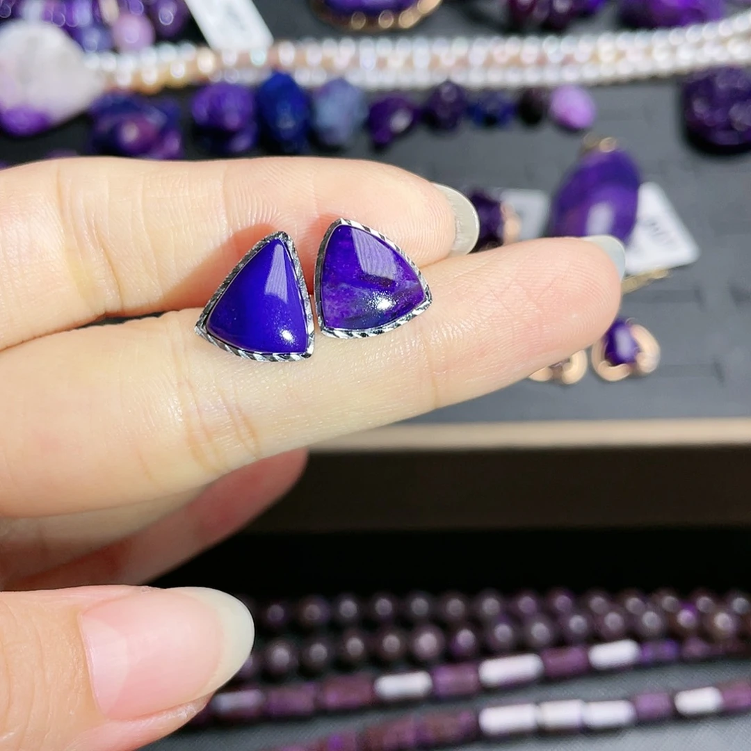 苏纪石（舒俱来）耳钉银S925镶嵌