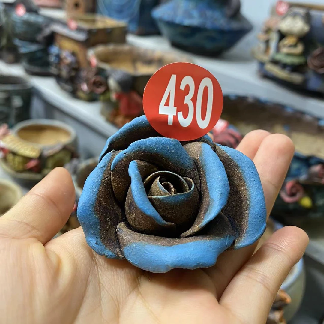 压盆石玫瑰花摆件 多肉植物装饰品