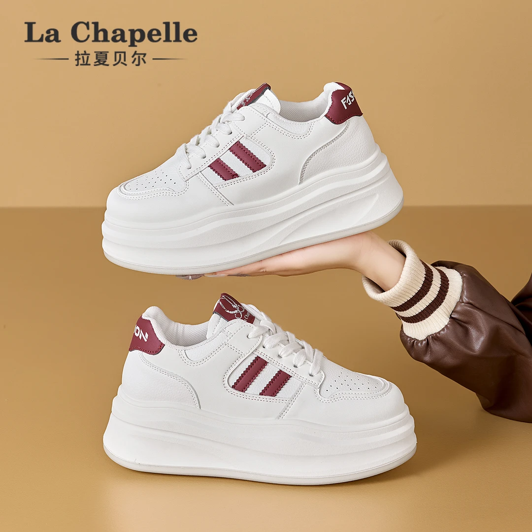 拉夏贝尔厚底小白鞋女2025新款增高女鞋ins百搭时尚休闲白色板鞋