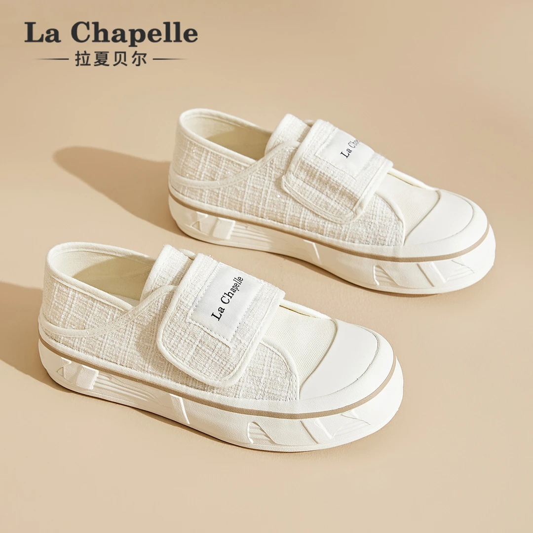 La Chapelle/拉夏贝尔魔术贴帆布鞋2025新款懒人一脚蹬休闲百搭鞋