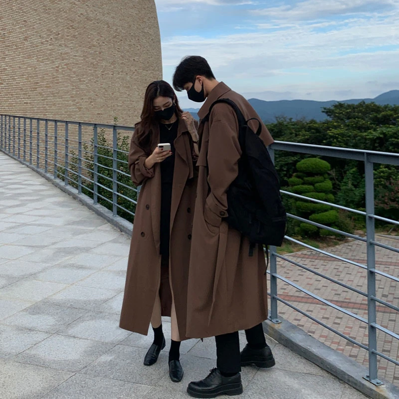情侣风衣长款男女秋冬过膝大衣高级感2023秋装英伦宽松外套