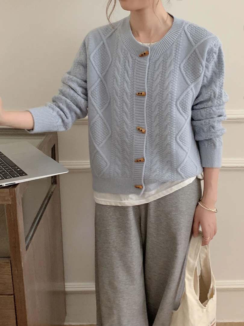 【2024韩系秋季毛衣开衫温柔慵懒宽松显瘦毛衣外套增高显瘦外套