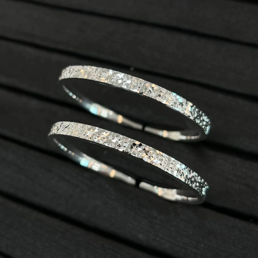 足银手镯 足银碎碎冰开口镯*多样性单个发货