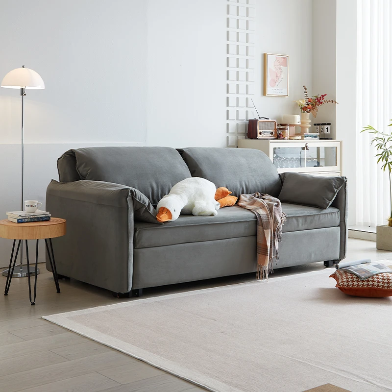 磨砂绒沙发床坐卧两用可折叠多功能储物双人客厅小户型伸缩床家用