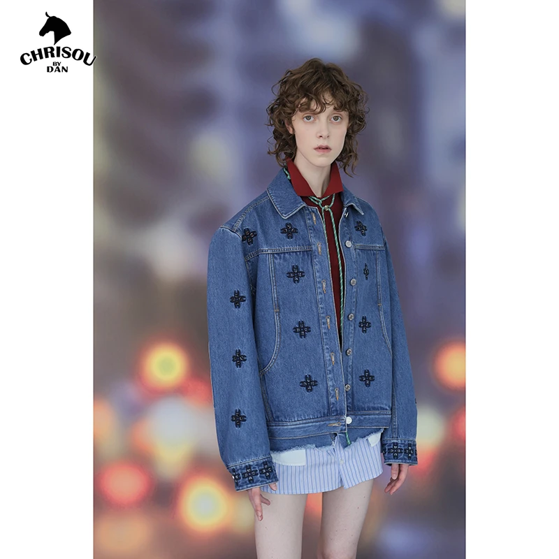 chrisou by dan欧阳丹2025早春系列镂空印花牛仔衣-127011-12