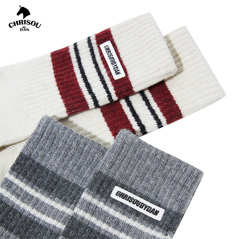 chrisou by dan欧阳丹2025假日限定刺绣logo条纹袜（两双装）128020