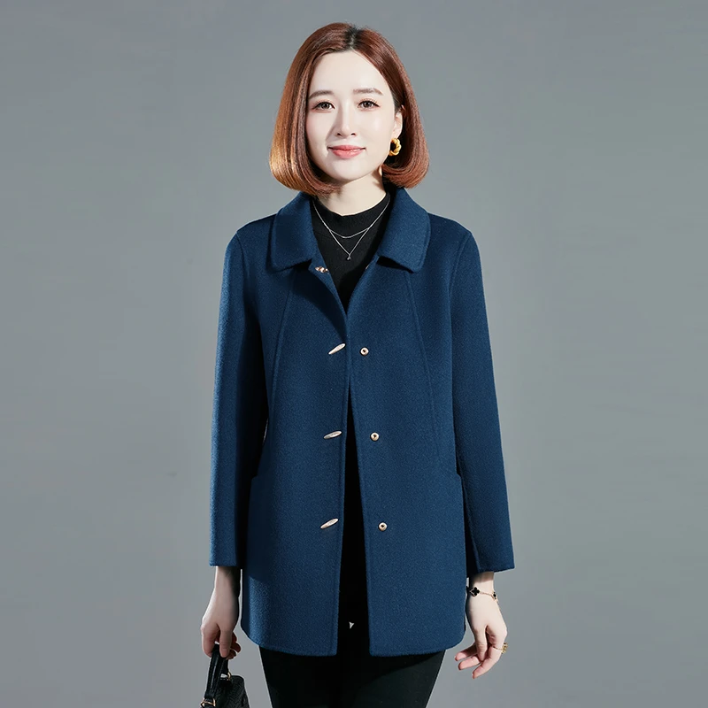 2025今年流行中年大衣女中长款中年减龄双面呢羊毛外套洋气秋冬装