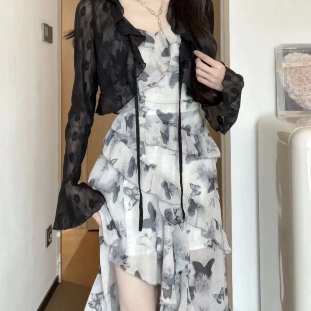 防晒蕾丝开衫女夏季配吊带裙子仙气外搭绑带披肩短款空调衫薄外套