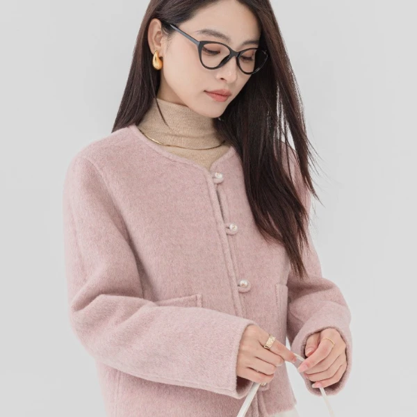 2024冬季新款小个子短款宽松休闲气质百搭双面呢大衣毛呢外套2418