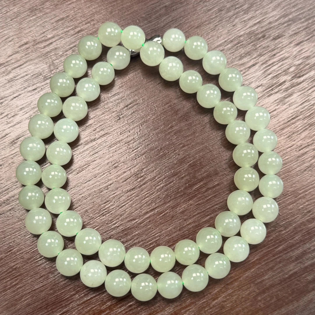 【久寻珠宝】天然和田玉高冰晴水项链8mm拍一发一（多样性发货）