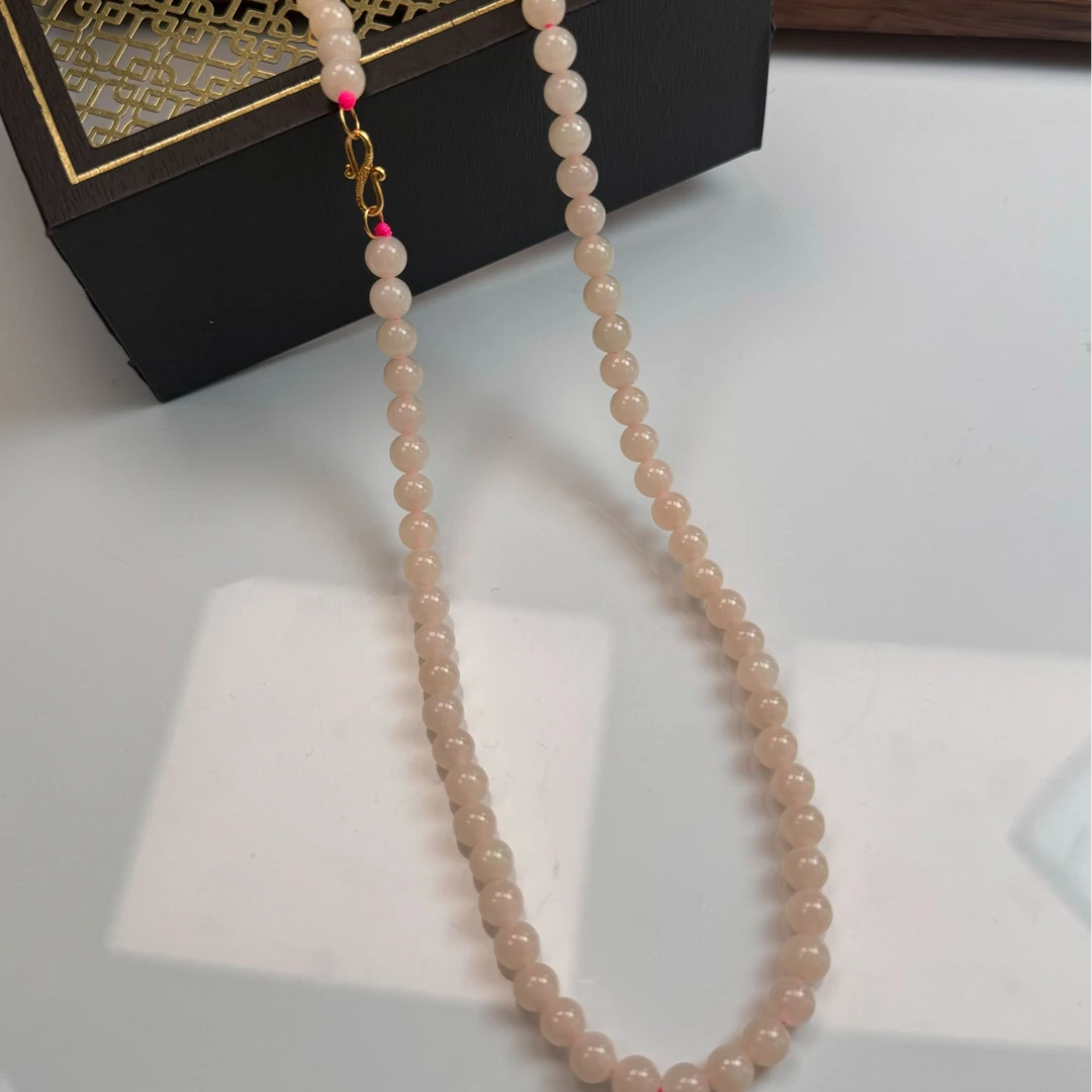 【久寻珠宝】和田玉冰藕粉108颗8mm妈妈项链拍一发一（多样性发货）